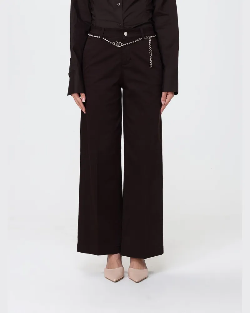 Liu Jo Hoch taillierte Cropped-Hose aus Baumwollmischung mit Schmuckgürtel Violett