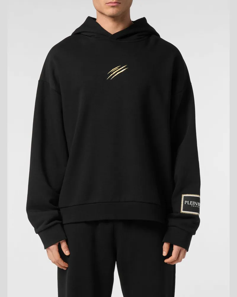Philipp Plein Relaxed Fit Hoodie mit kontrastierendem Rückenlogo Schwarz