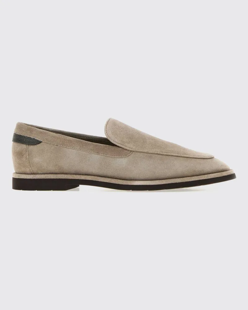 Brunello Cucinelli Wildleder-Loafer mit Monili-Stickerei Beige