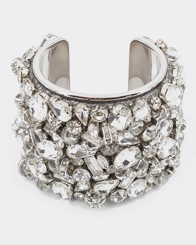 Dries van Noten Armband aus verchromtem Messing mit eingesetzten Strasssteinen Silber