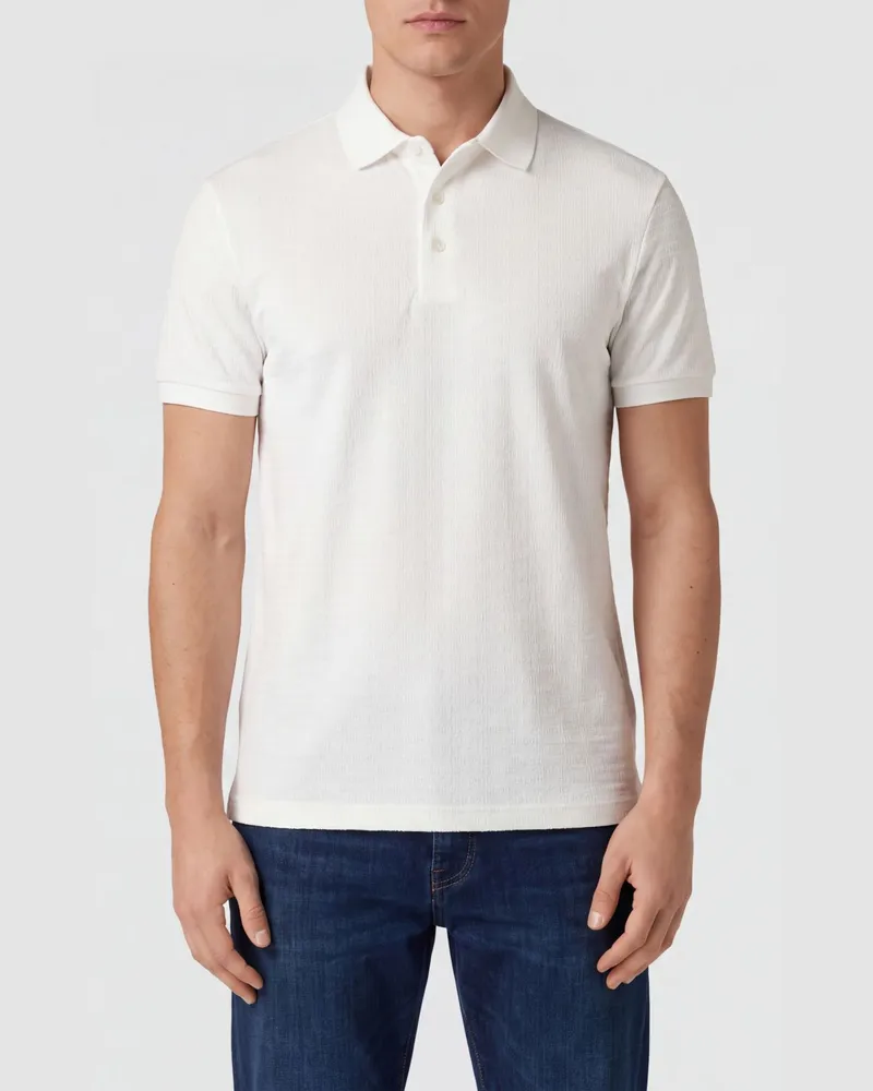 Emporio Armani Kurzärmeliges Polohemd aus Baumwoll-Piqué Weiß