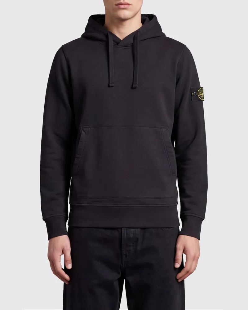 Stone Island Relaxed-Fit Hoodie aus Baumwolle mit Kängurutasche Schwarz