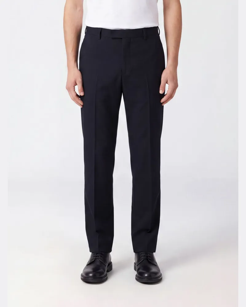 PT TORINO Slim-Fit Schneiderhose von aus Schurwolle und Baumwolle mit versetztem Verschluss Blau
