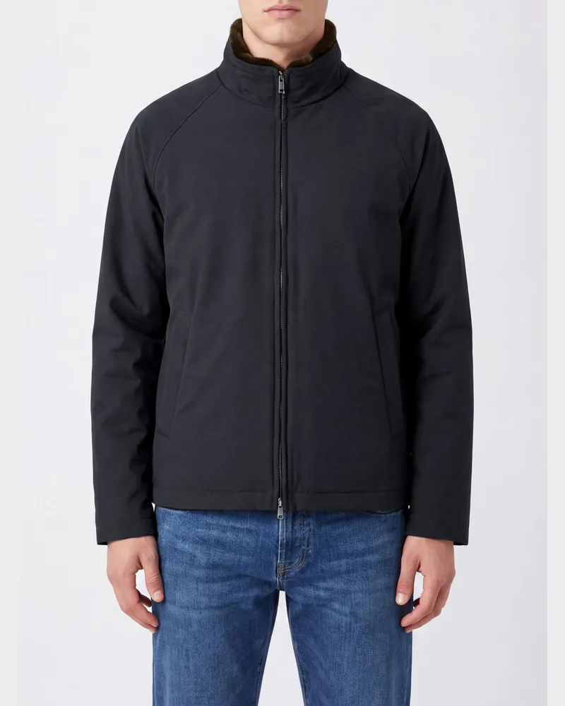 Herno Windbreaker aus technischem Stretch-Gewebe von mit hohem Pelzkragen Blau