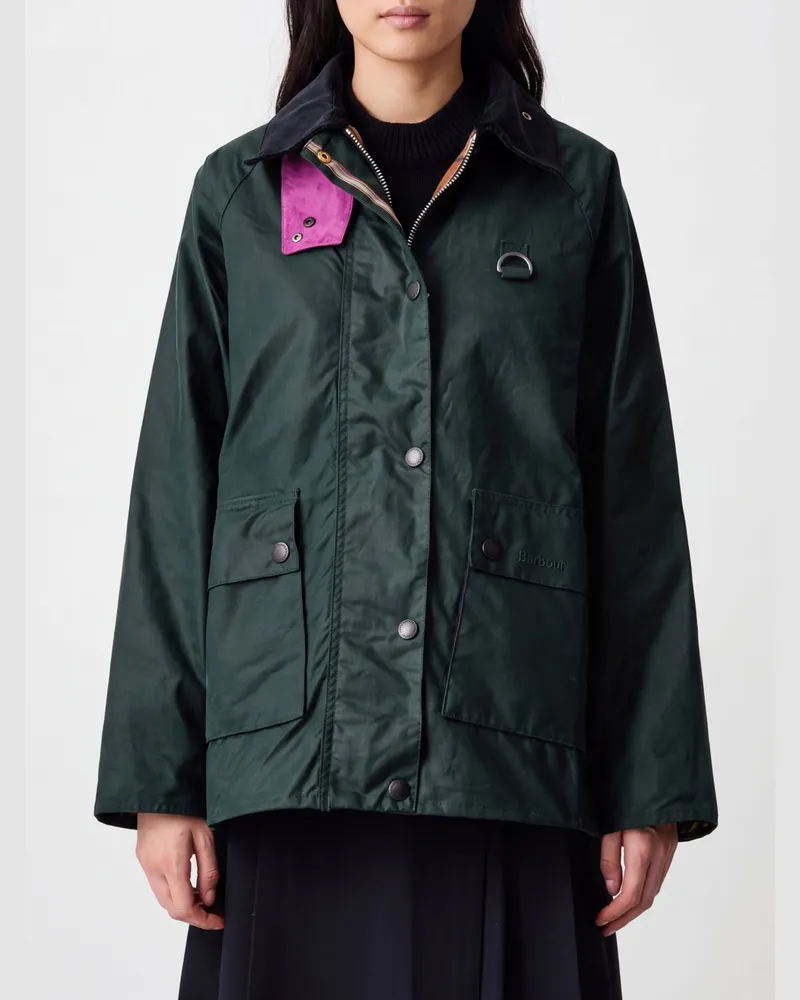 Barbour Gewachste Spey-Jacke aus Baumwolle mit geripptem Samtkragen Grün