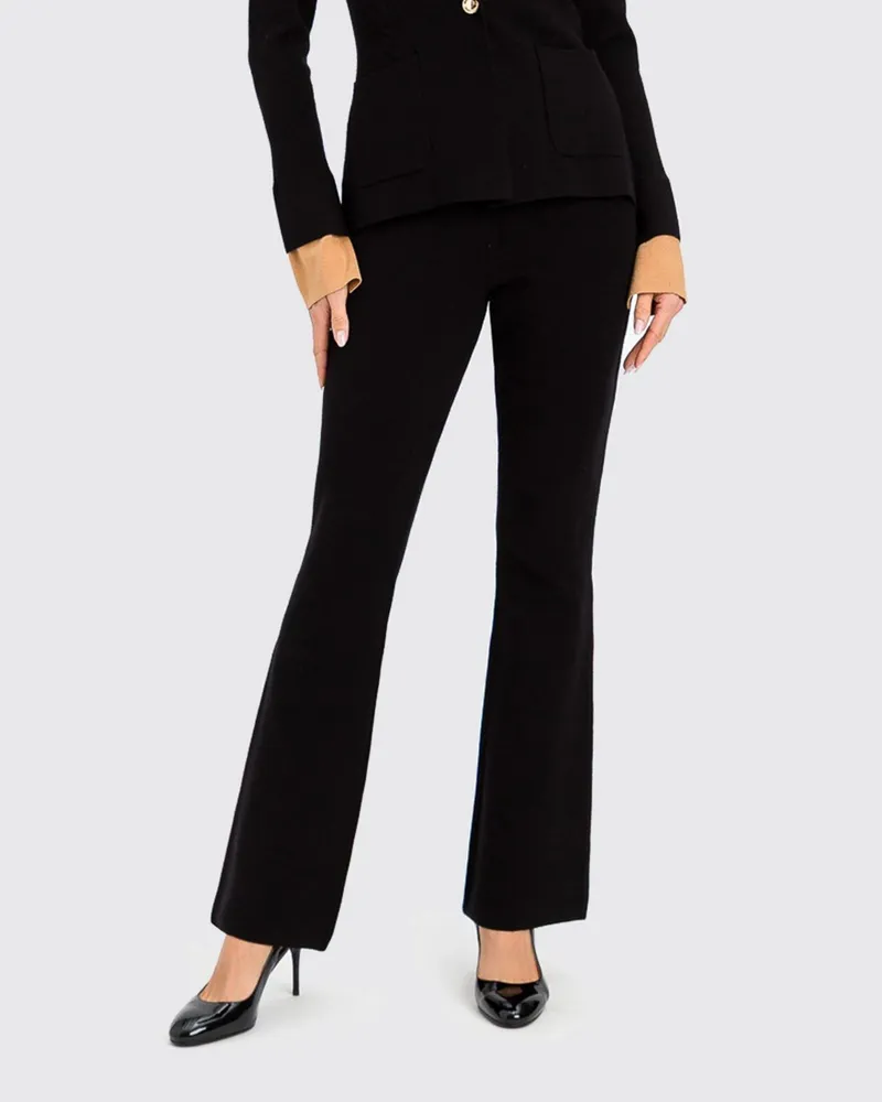 Twin-Set Slim Fit Schlaghose aus Strick von mit mittlerer Taille Schwarz