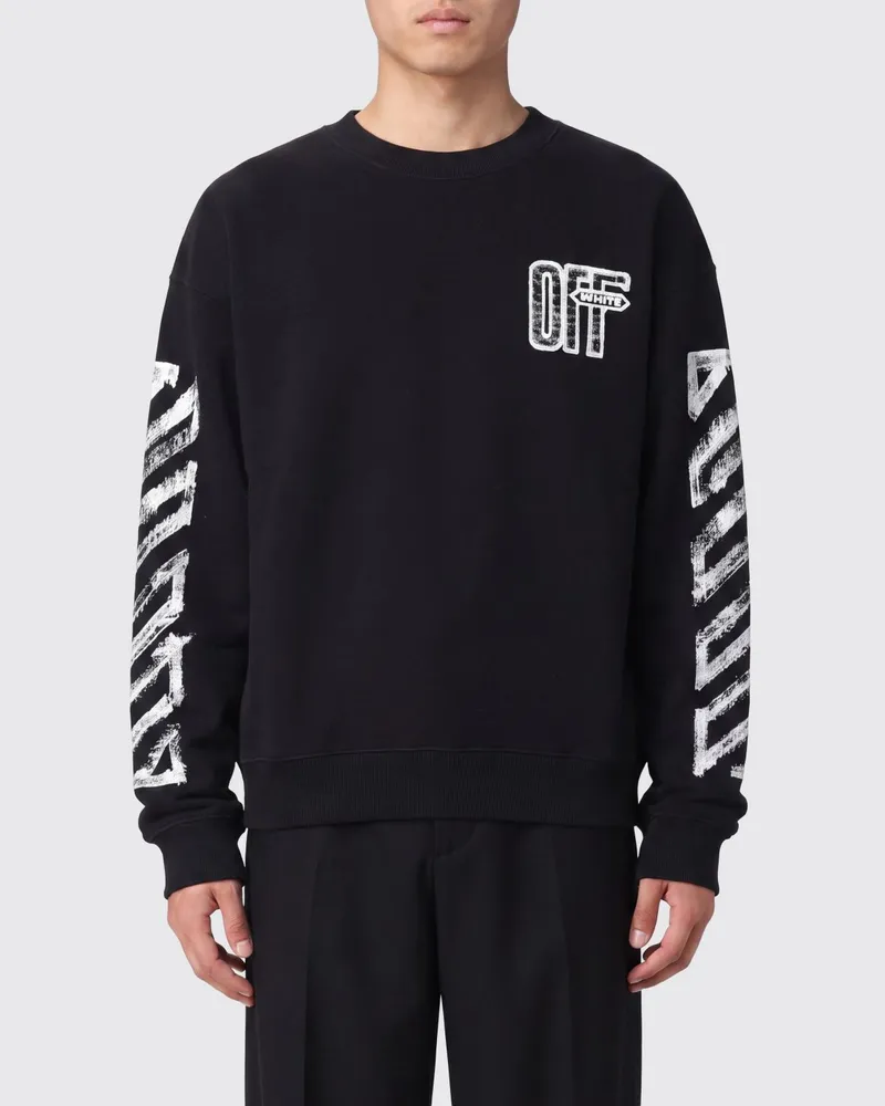 OFF-WHITE Baumwoll-Sweatshirt mit Rundhalsausschnitt und Arrow-Logo-Print hinten Schwarz