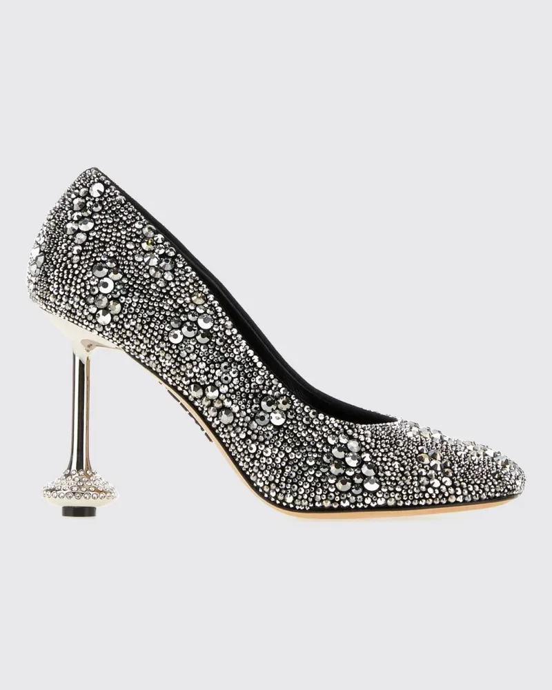 Loewe Toy Pumps von aus Veloursleder mit Kristallen und skulpturalem Absatz Silber
