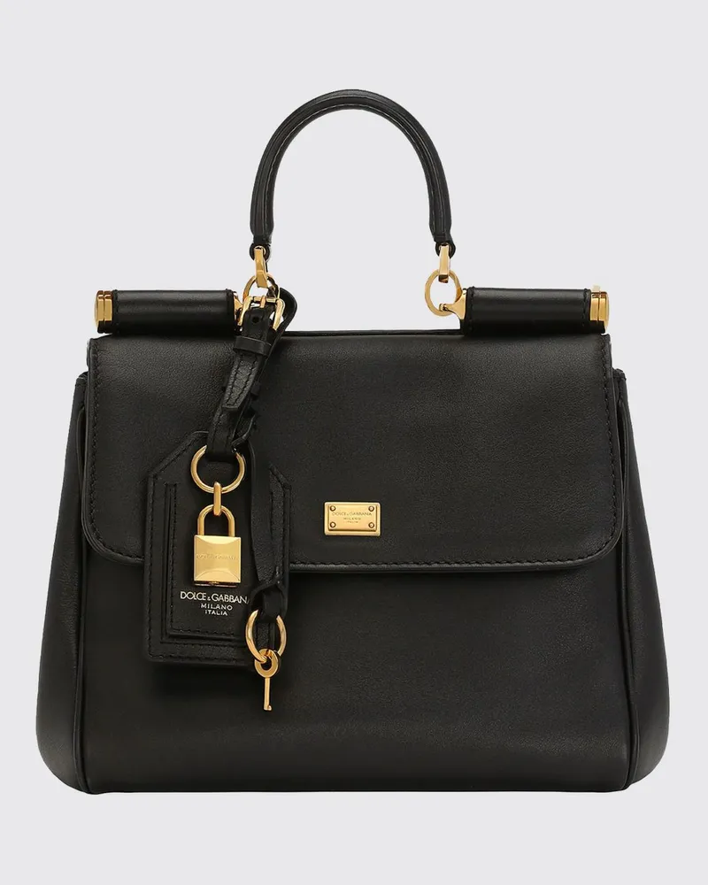 Dolce & Gabbana DOLCE  GABBANA Dolce & Gabbana My Sicily Mini-Handtasche aus Leder mit abnehmbarem Schultergurt Schwarz