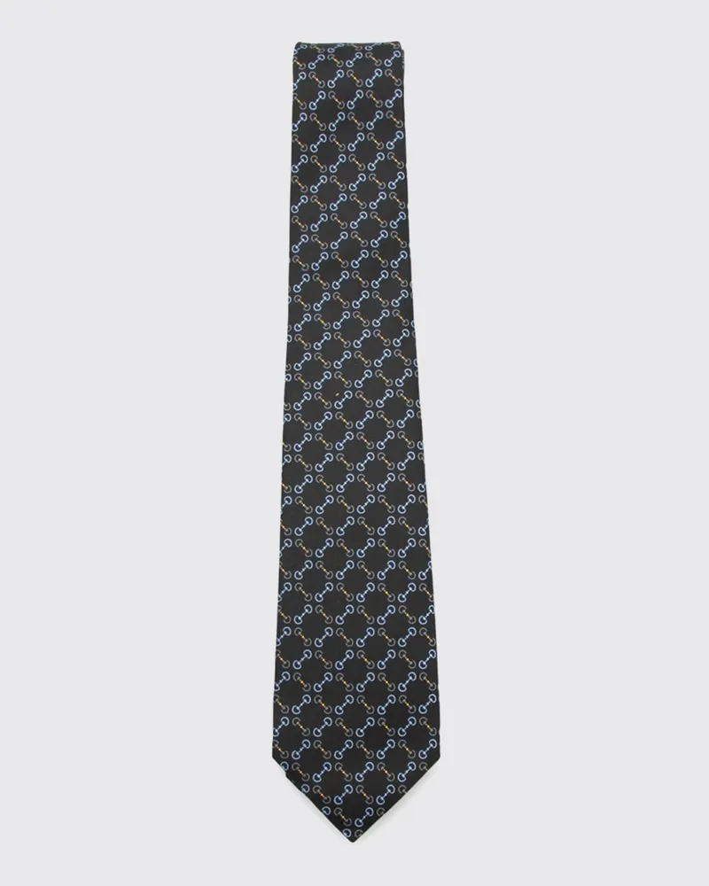 Gucci Horsebit-Seidenkrawatte von mit grafischem Druck Schwarz