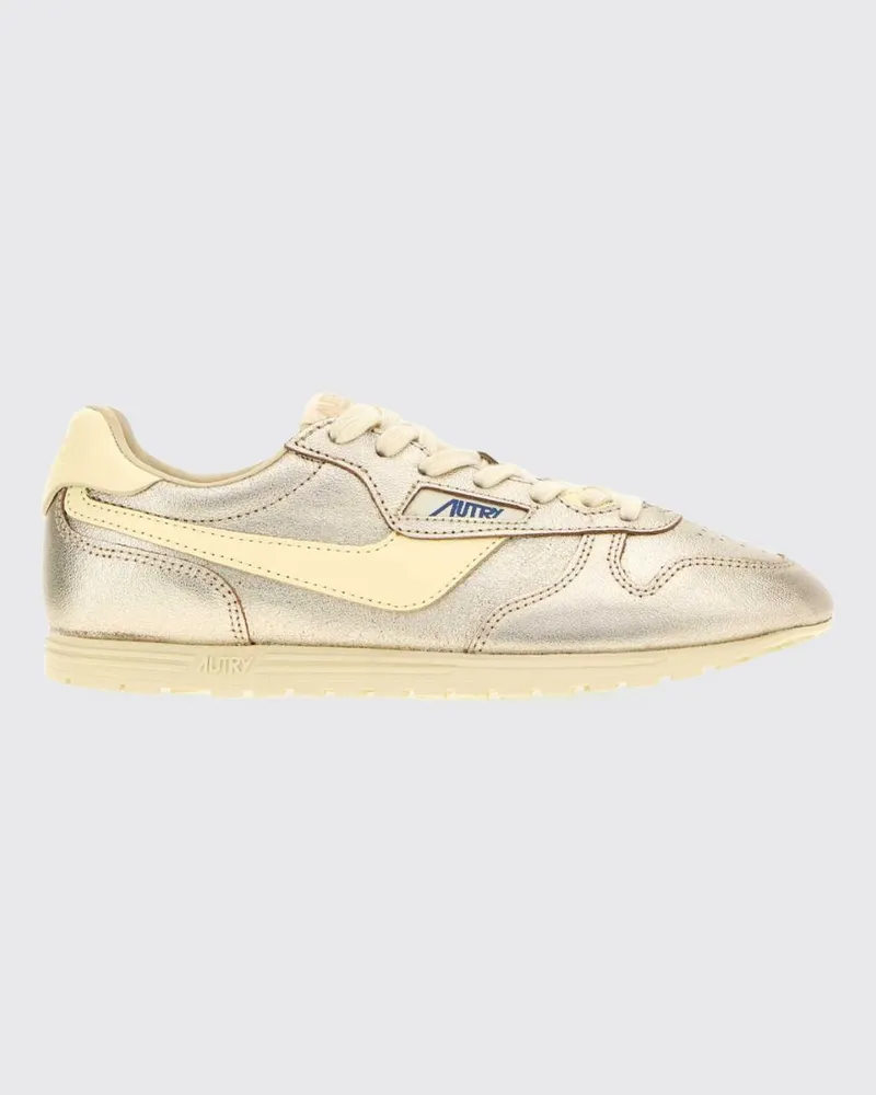 AUTRY Windspin Sneaker aus Leder und laminiertem Leder mit geschnitztem Logo Silber