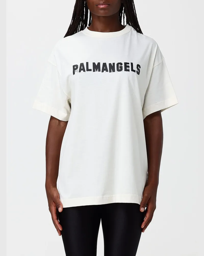 Palm Angels Oversize-T-Shirt aus Baumwolle mit Kontrast-Logo und Rundhalsausschnitt Weiß