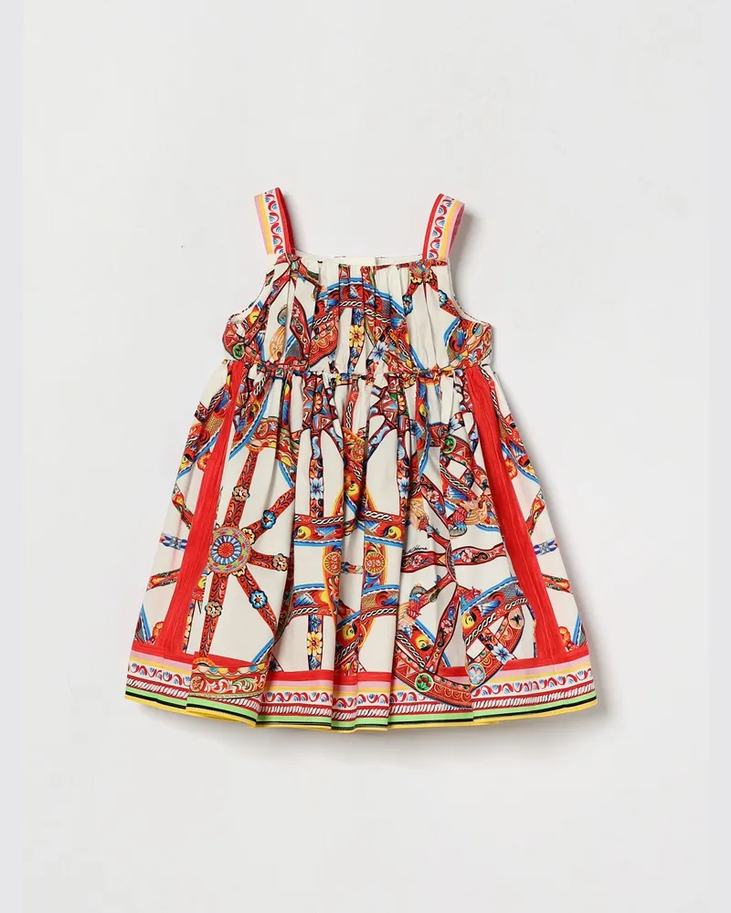 Dolce & Gabbana DOLCE  GABBANA teiliges Set für Mädchen Dolce & Gabbana mit schulterfreiem Carretto-Druck-Kleid Weiß