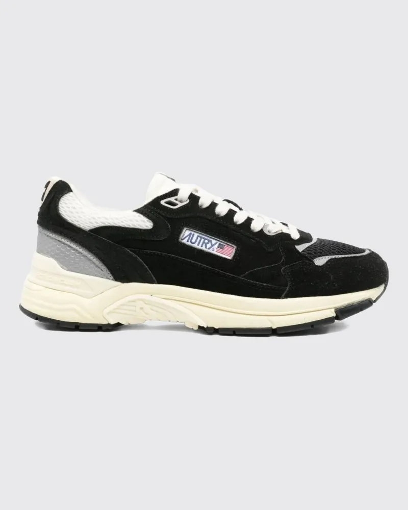 AUTRY Hyperway zweifarbige Low-Top-Sneaker aus Leder und Mesh Schwarz