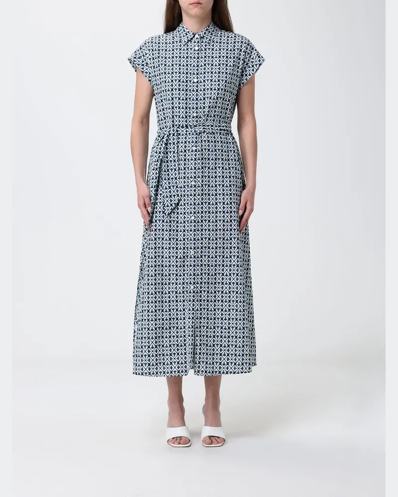 Woolrich Bedrucktes Baumwollmischgewebe Hemdblusenkleid Blau