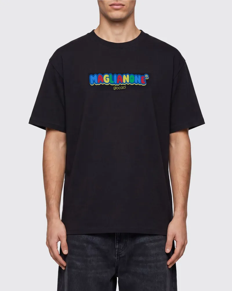 Magliano Relaxed-Fit T-Shirt von aus Baumwolle mit kontrastierendem Logo Schwarz