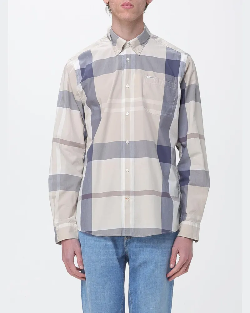 Barbour Baumwollhemd mit Vintage Check Muster Weiß