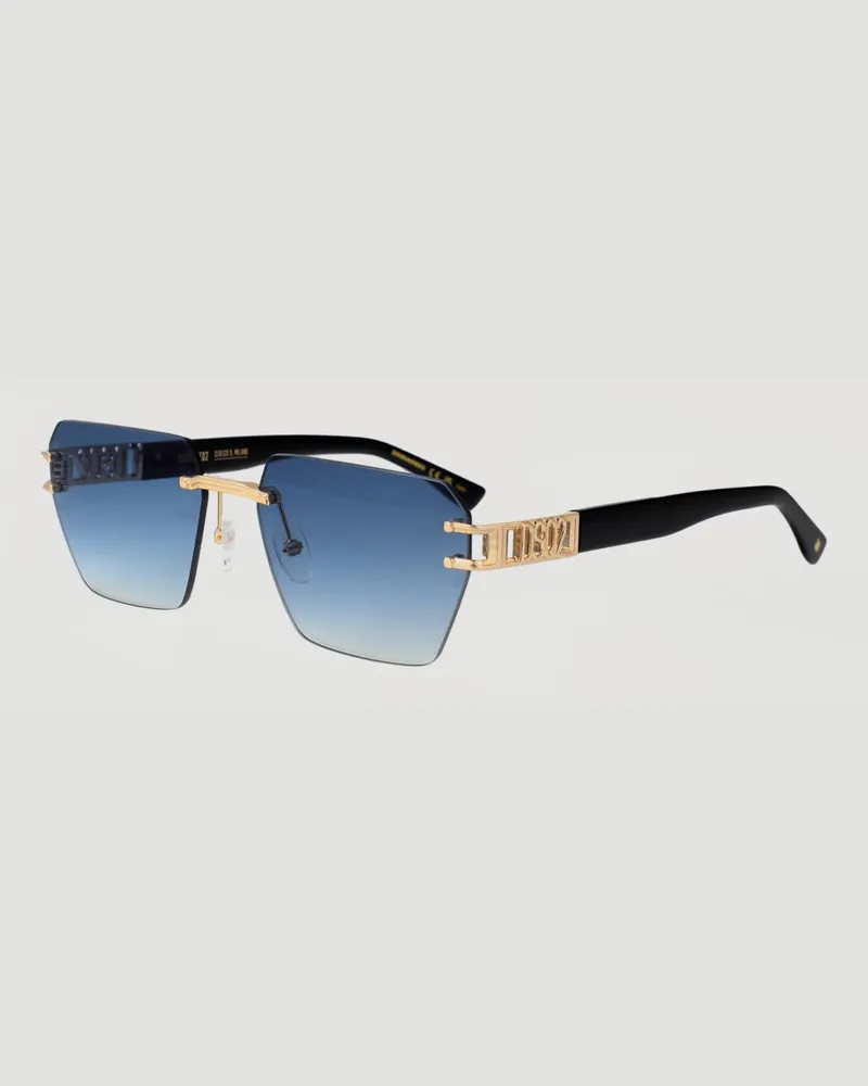 Dsquared2 Piloten-Sonnenbrille aus goldfarbenem Metall mit rosa Gläsern Gold