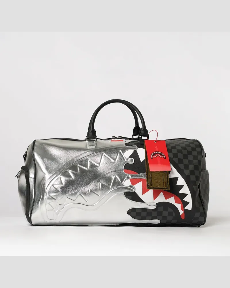 Sprayground Reisetasche aus karierter Saffiano-beschichteter Baumwolle mit Logo Schwarz