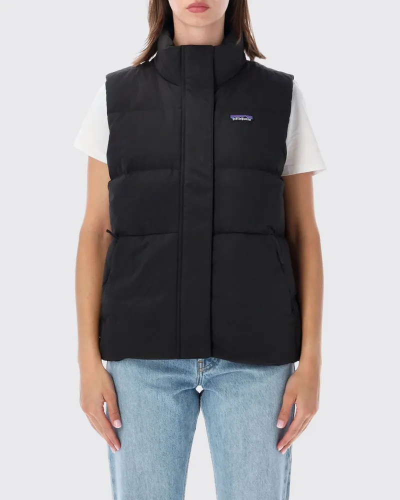 Patagonia Wasserabweisende gesteppte Daunenweste Sisar aus recyceltem Nylon Schwarz
