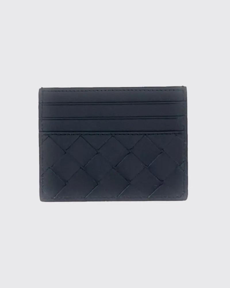 Bottega Veneta Kreditkartenetui aus geflochtenem Leder Blau