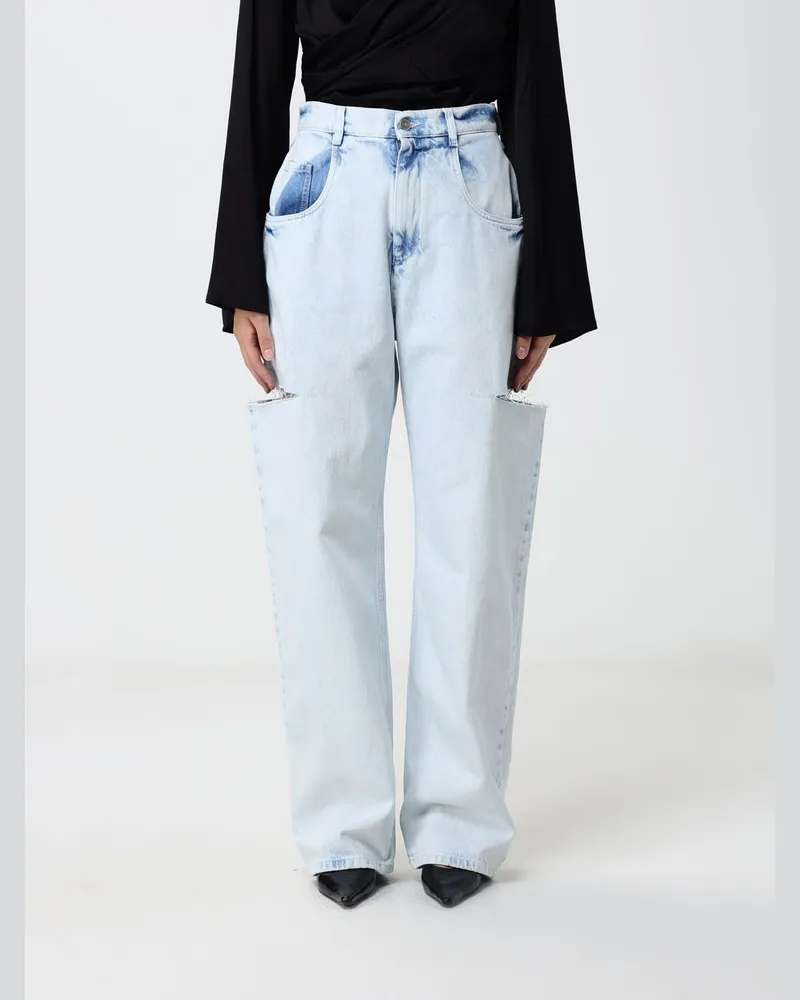 Maison Margiela High-Waist-Jeans mit weitem Bein aus Denim Hellblau