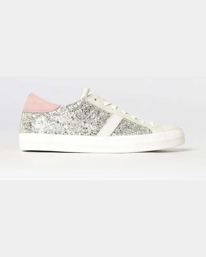 D.A.T.E. Hill Sneakers aus Wildleder und Glitzer Platinum