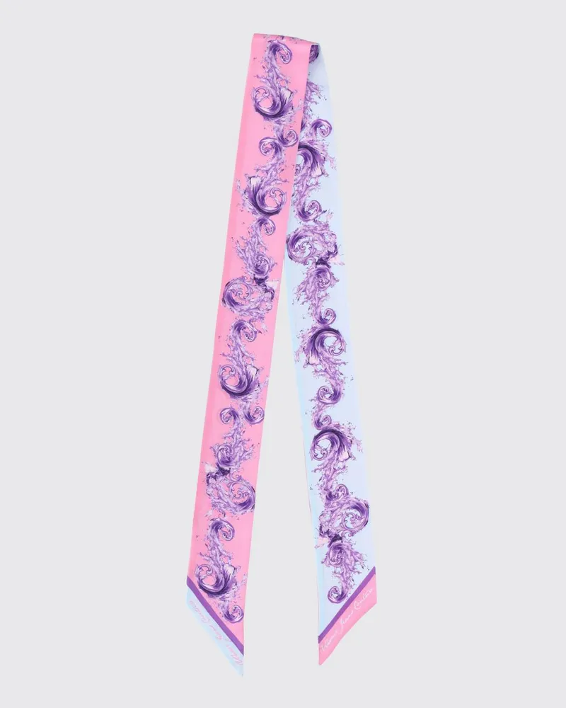Versace Jeans Seiden-Bandeau-Schal mit Barock-Print und Logo Pink