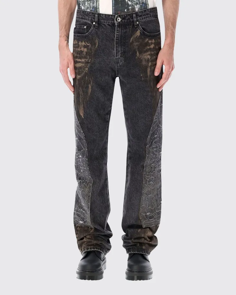 WHO DECIDES WAR Straight Jeans aus Denim mit Grafikdruck und mittlerer Leibhöhe Denim