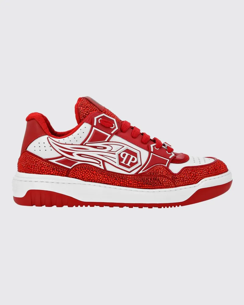 Philipp Plein Sneakers aus Leder und Gummi mit Strass Bianco