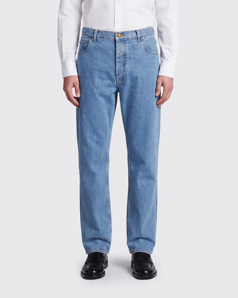 Thom Browne Straight-Fit 5-Pocket-Jeans aus Baumwolldenim mit mittlerer Taille Blau