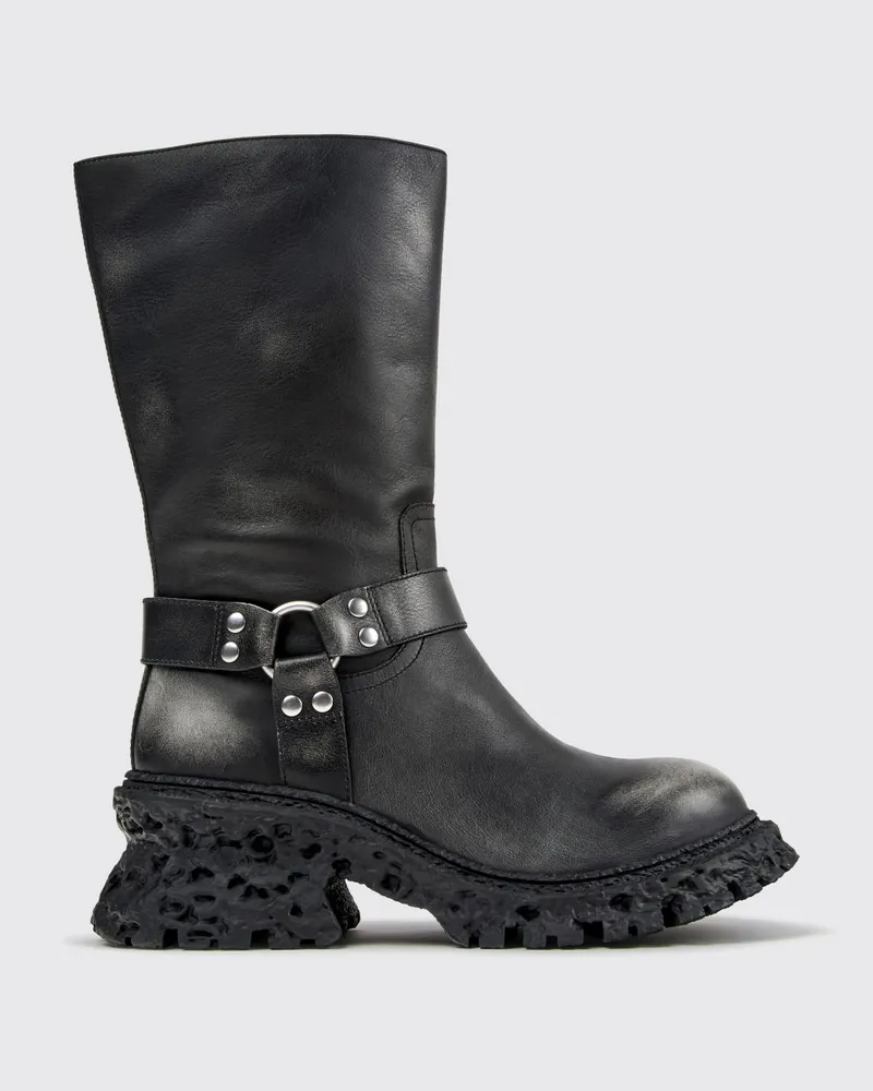 Camper Terroso Wadenhohe Biker-Stiefel aus Distressed-Leder Bunt