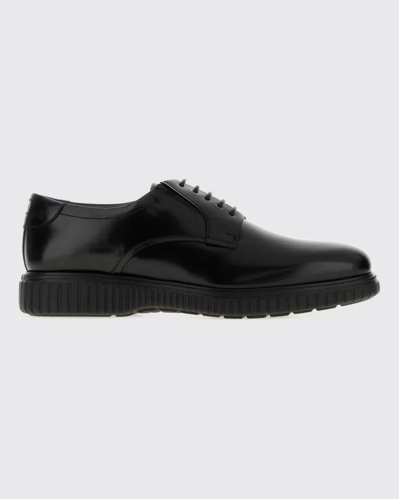 Ferragamo Derby-Schuhe aus glattem Kalbsleder mit Gummisohle Schwarz