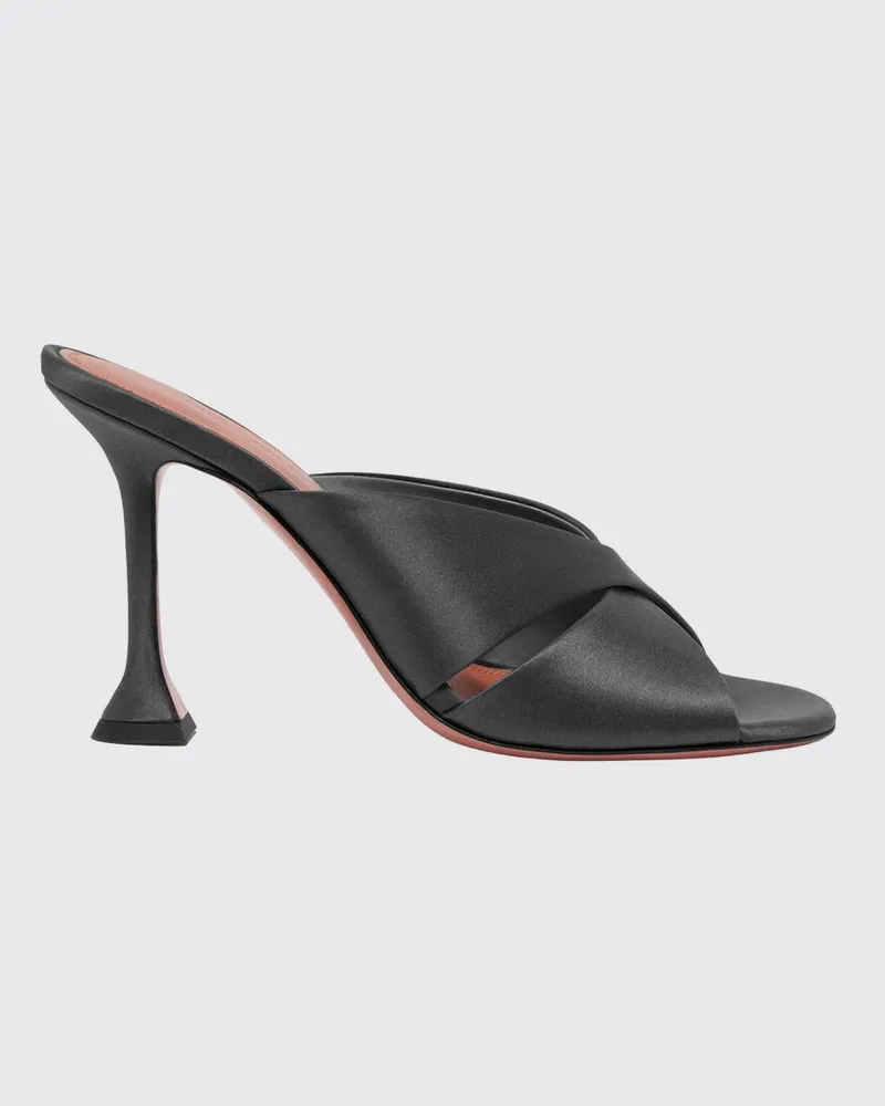 Amina Muaddi Salma Mules aus Seidensatin Schwarz