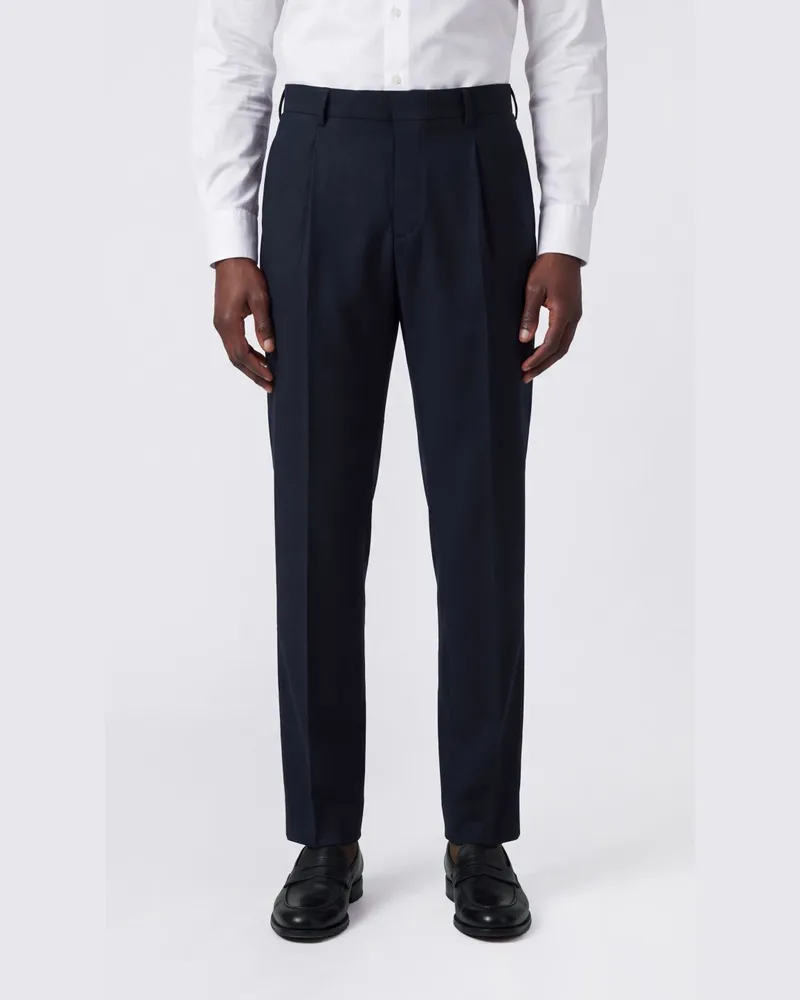 PT TORINO Slim-Fit Anzughose aus Baumwolle mit Bundfalte und mittlerer Leibhöhe Blau