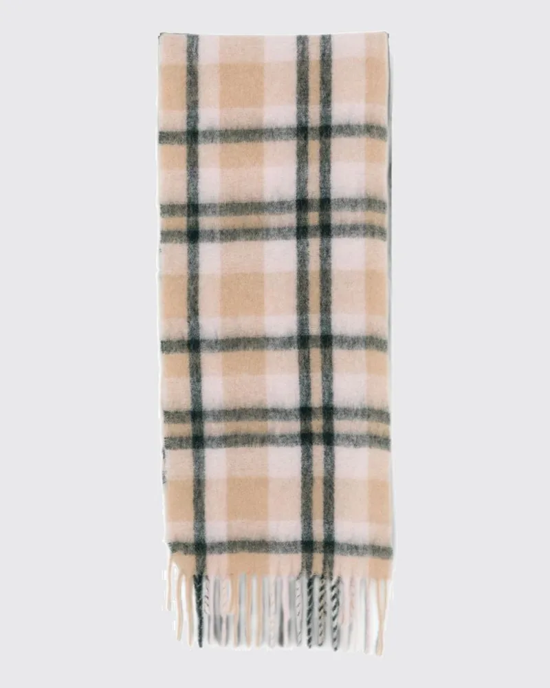 Closed Karierter Schal aus Alpakawollmischung mit Fransensaum Pink