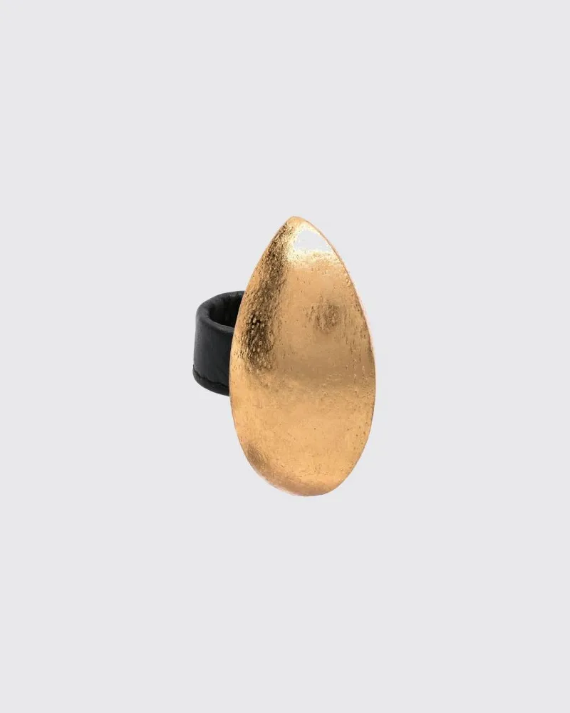 Monies Moro Ring aus vergoldetem Holz und Leder Bunt