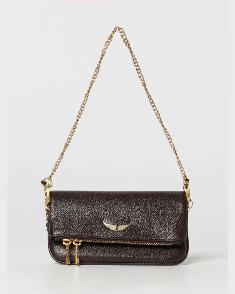 Zadig & Voltaire ZADIG  VOLTAIRE Rock Nano Umhängetasche Zadig & Voltaire aus genarbtem Kalbsleder mit Logo Braun