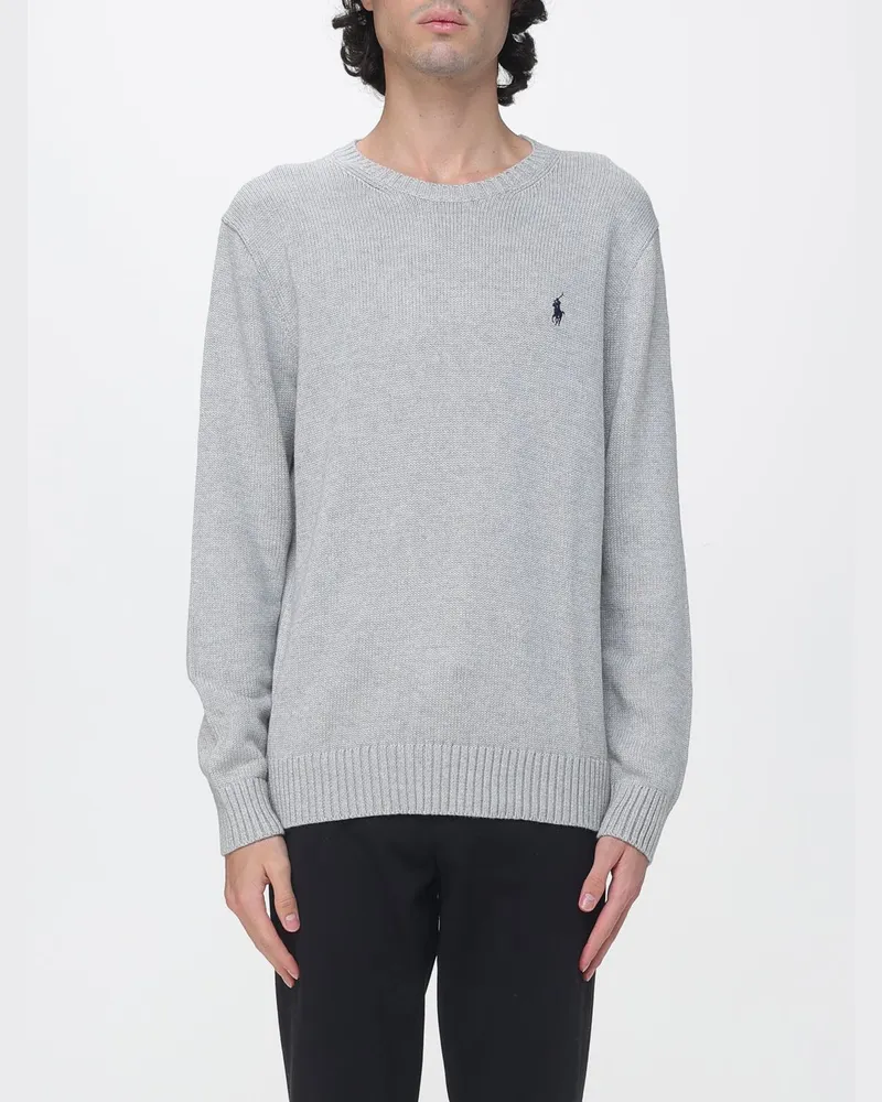 Ralph Lauren Baumwollpullover mit Rundhalsausschnitt und ikonischem gesticktem Pony-Logo Grau