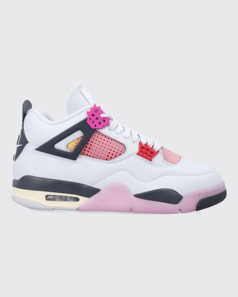 Nike Air Jordan 4 Retro High-Top-Sneaker aus zweifarbigem Leder mit Logo hinten Weiß
