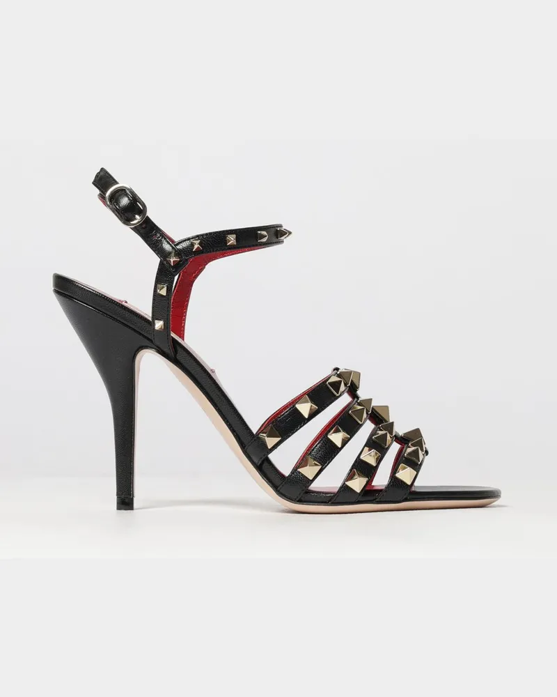 Valentino Garavani Rockstud Kalbsleder-Sandalen mit hohem Absatz Schwarz