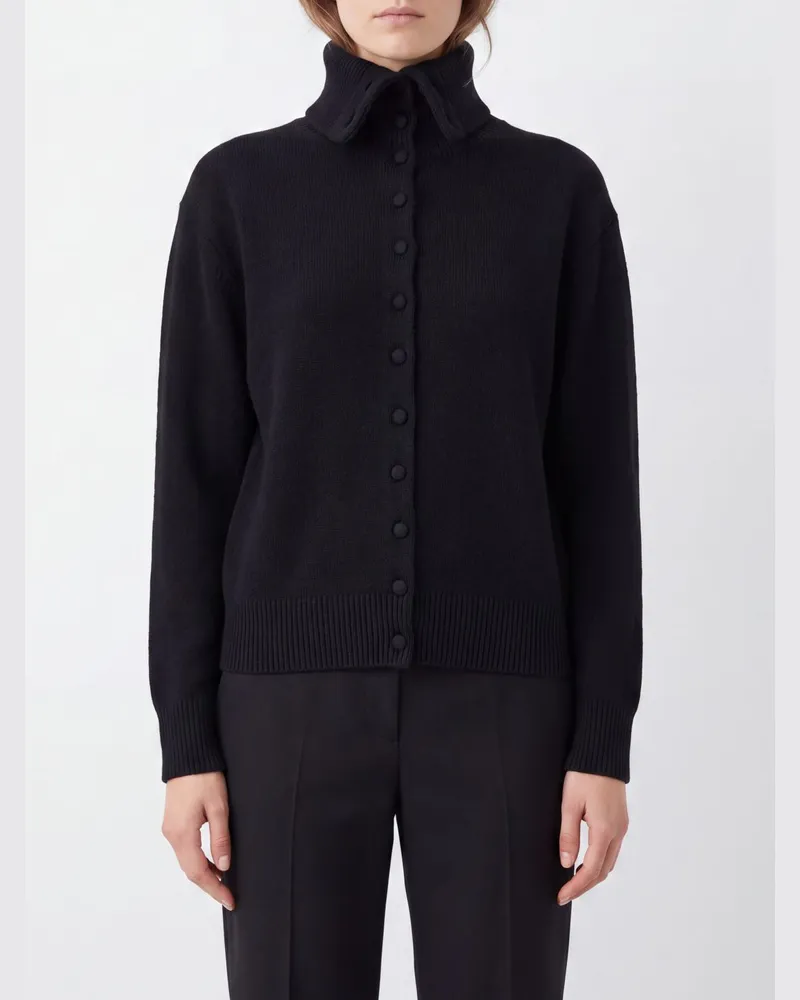 Lisa Yang Relaxed-Fit-Cardigan von aus reinem Kaschmir mit hohem Kragen Schwarz