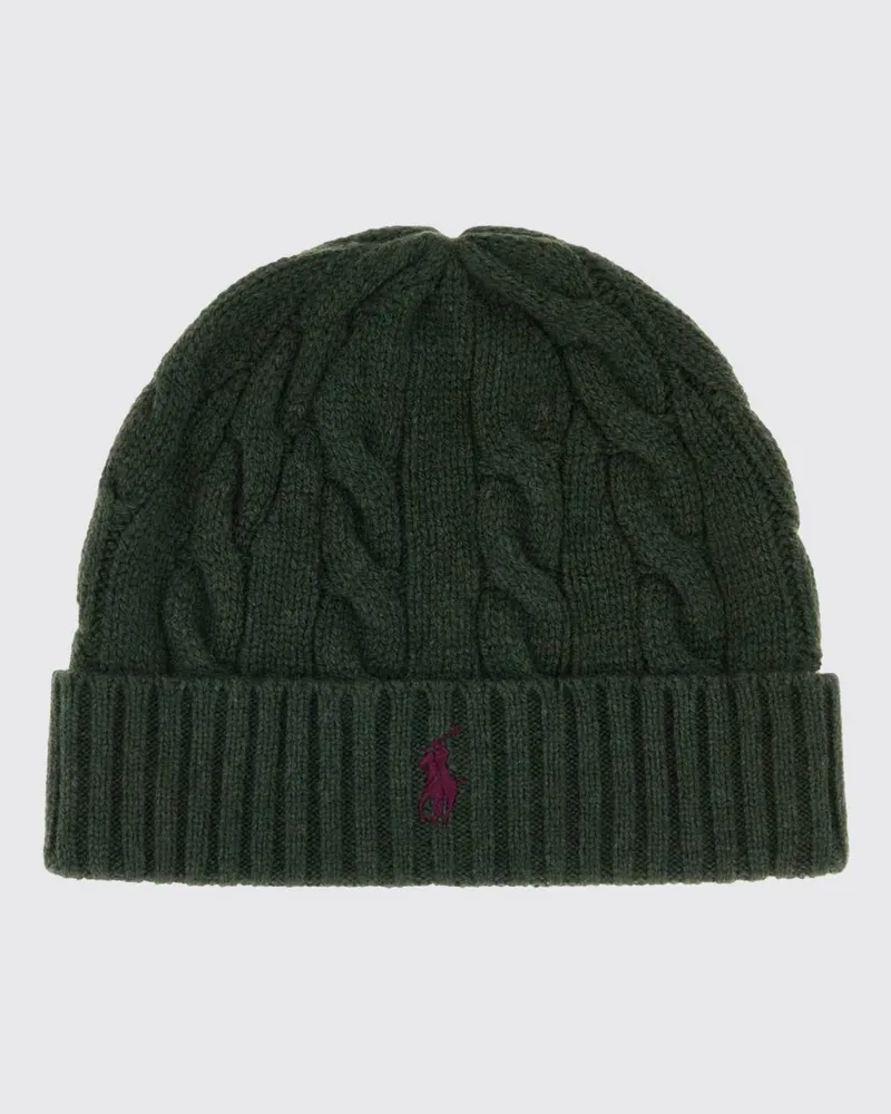 Ralph Lauren Beanie aus Woll-Kaschmir-Mischung mit kontrastierendem Pony-Logo Grün