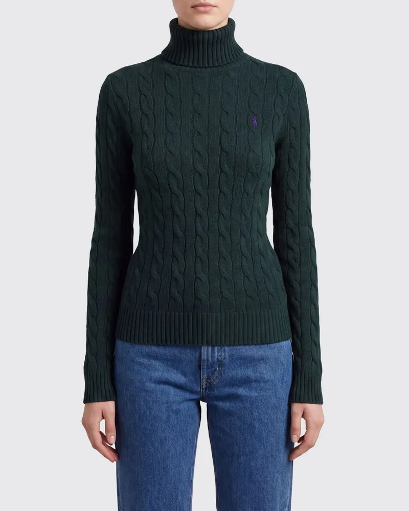 Ralph Lauren Slim Fit Rollkragenpullover aus Wolle und Kaschmir mit gesticktem Pony-Logo Grün