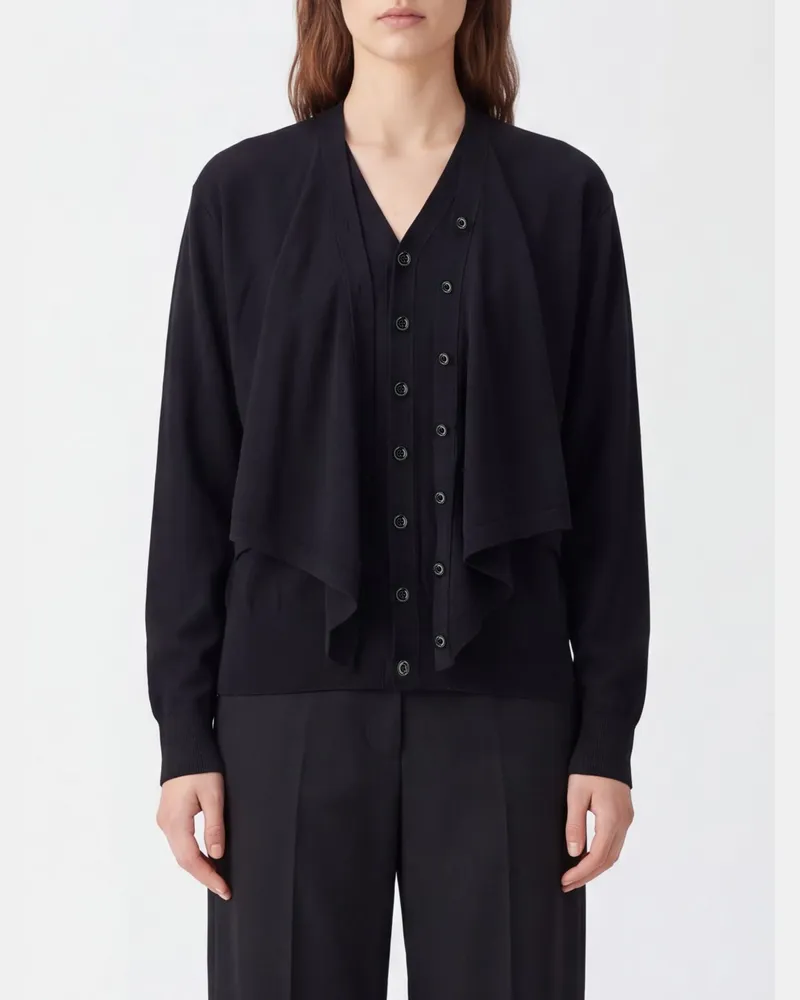 Christophe Lemaire Wollmisch-Cardigan mit V-Ausschnitt und Knopfverschluss Schwarz