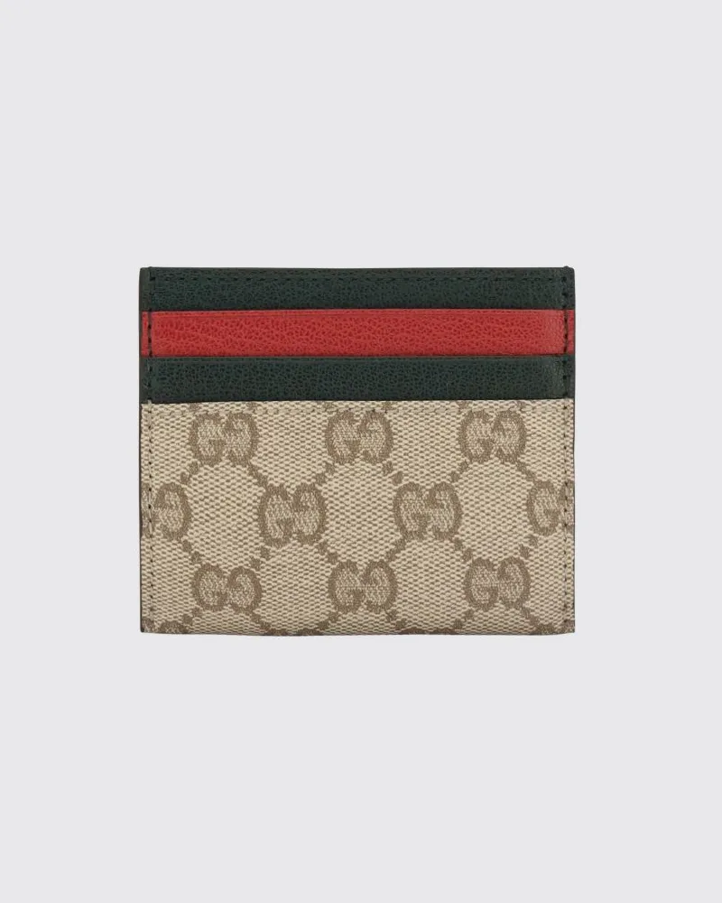 Gucci Kartenetui aus GG Supreme-Canvas mit Webstreifen-Detail Sand