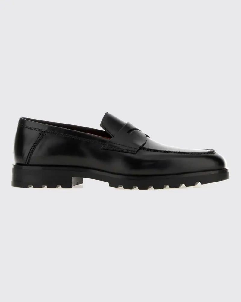 Santoni Penny Loafer aus Glattleder mit gezahnter Gummisohle Schwarz