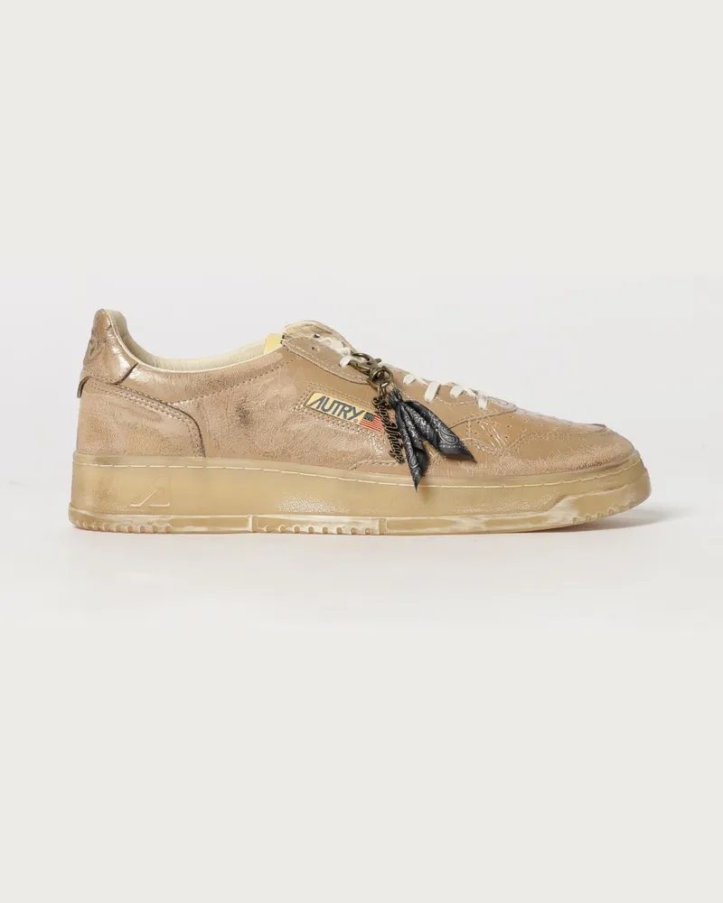 AUTRY Medalist Low Super Vintage Sneakers aus Lackleder mit Used-Effekt Braun