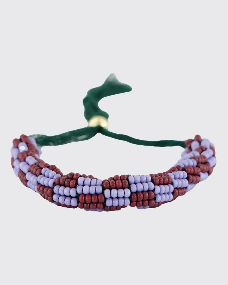 ALEMAIS Armband aus Stoff mit Perlen Braun