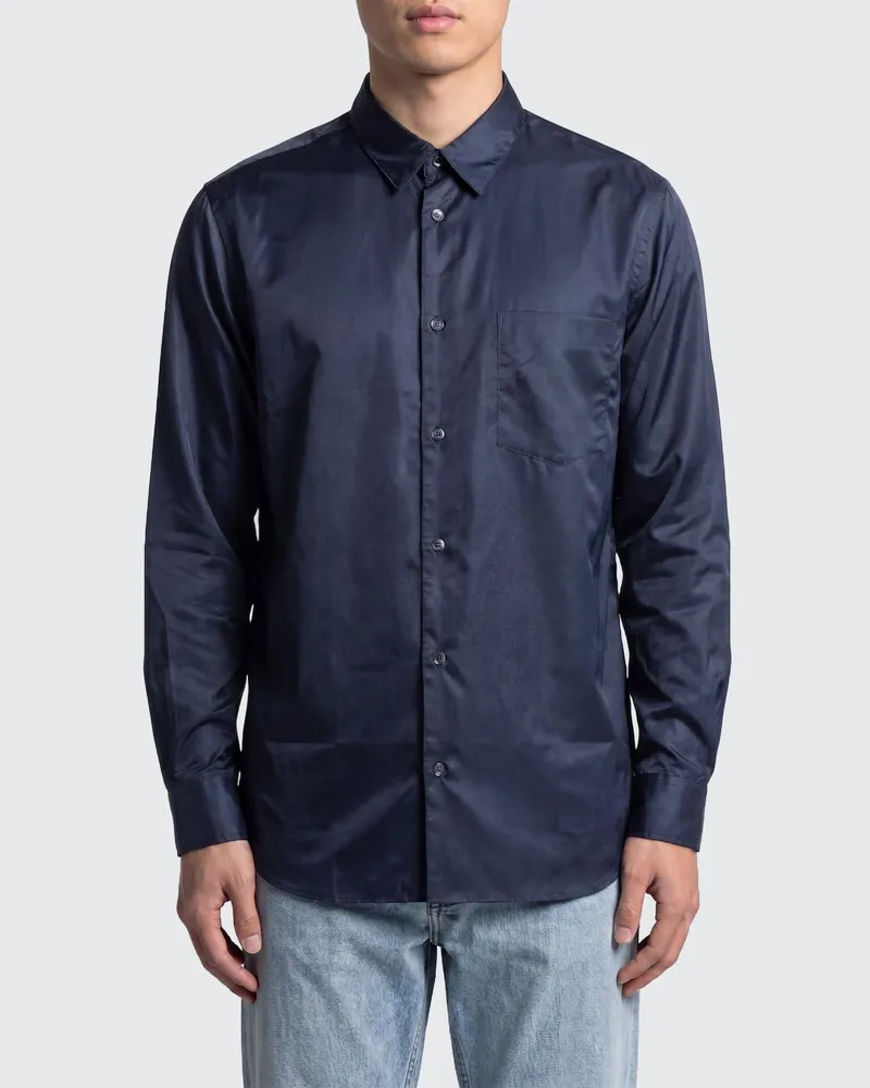 Comme des Garçons Cupro-Hemd Blau